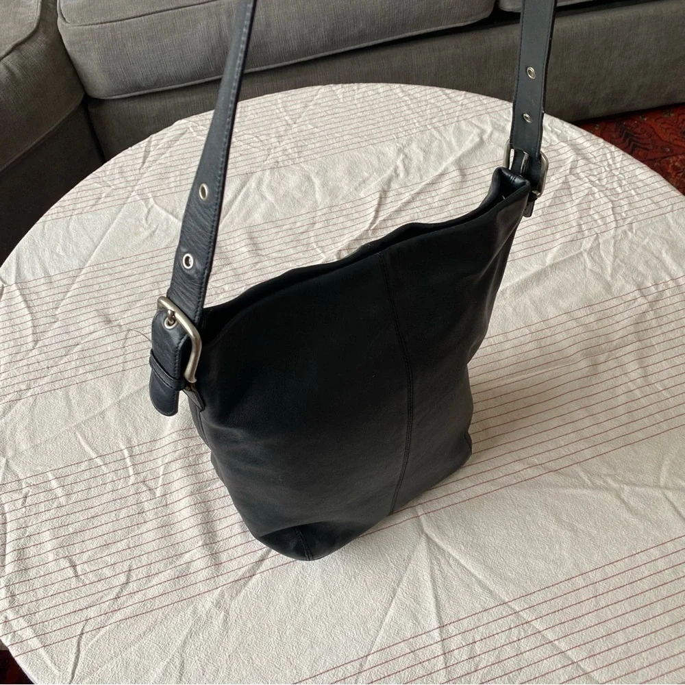 Black Leather Shoulder Bag Crossbody Bag real leather Eddie Bauer