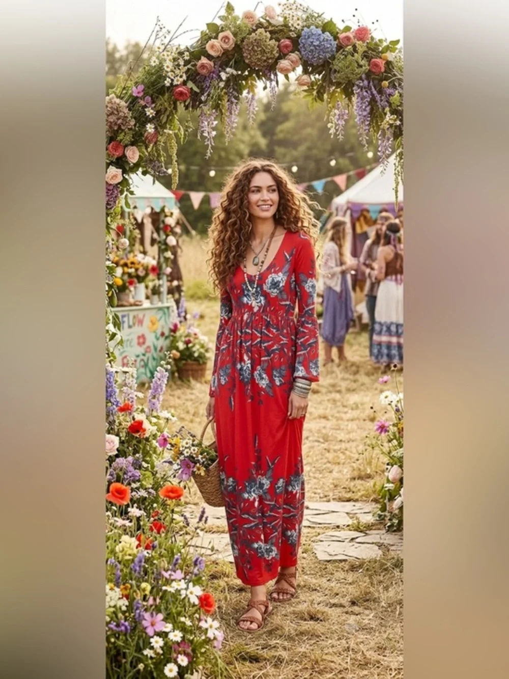 NWOT Free People Midnight Garden Red Maxi Dress Size XS