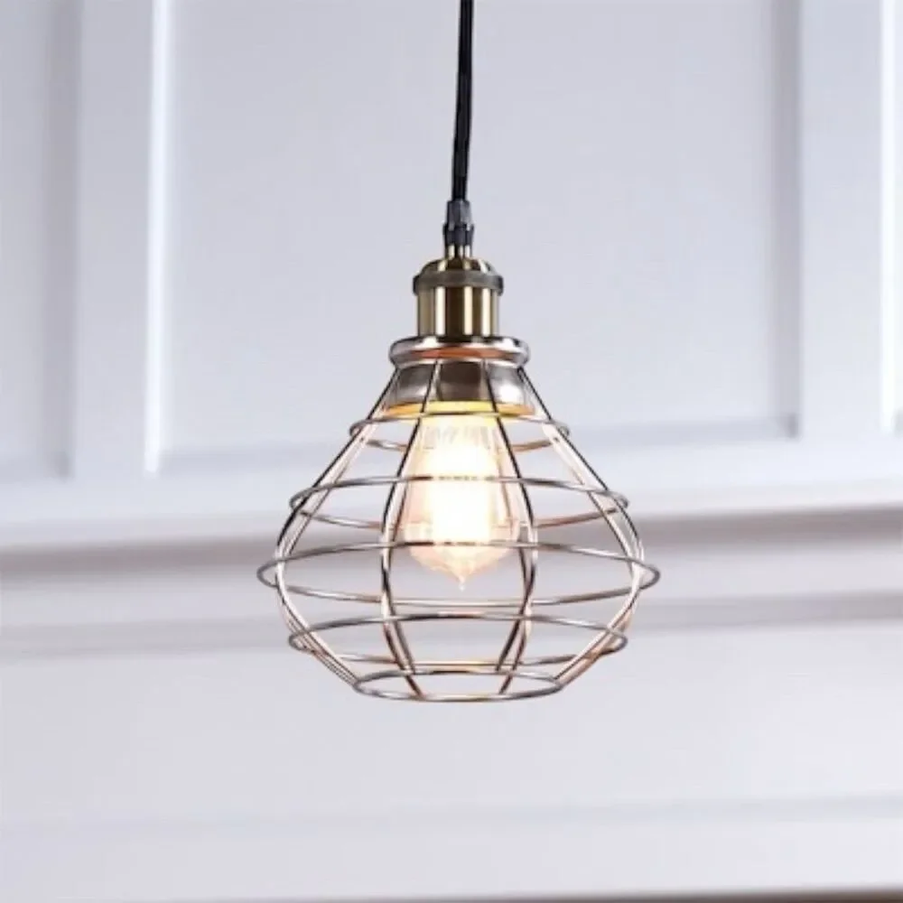 Style Selections Ravensport Silver Cage Pendant Light‎ Shade Industrial Set of 2