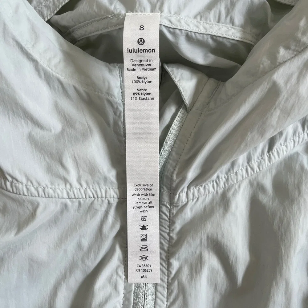 Lululemon Hood Lite Packable Jacket Island Mist Women 8 Glyde Active Lightweight