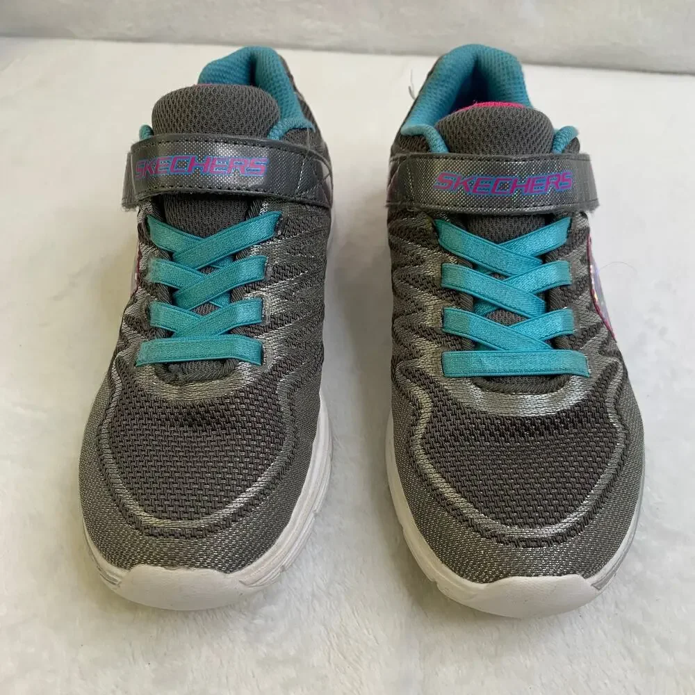 Skechers Kids Dream N Dash Whimsy Girl Sz 2 Sneakers Pink Blue Gray Shoes