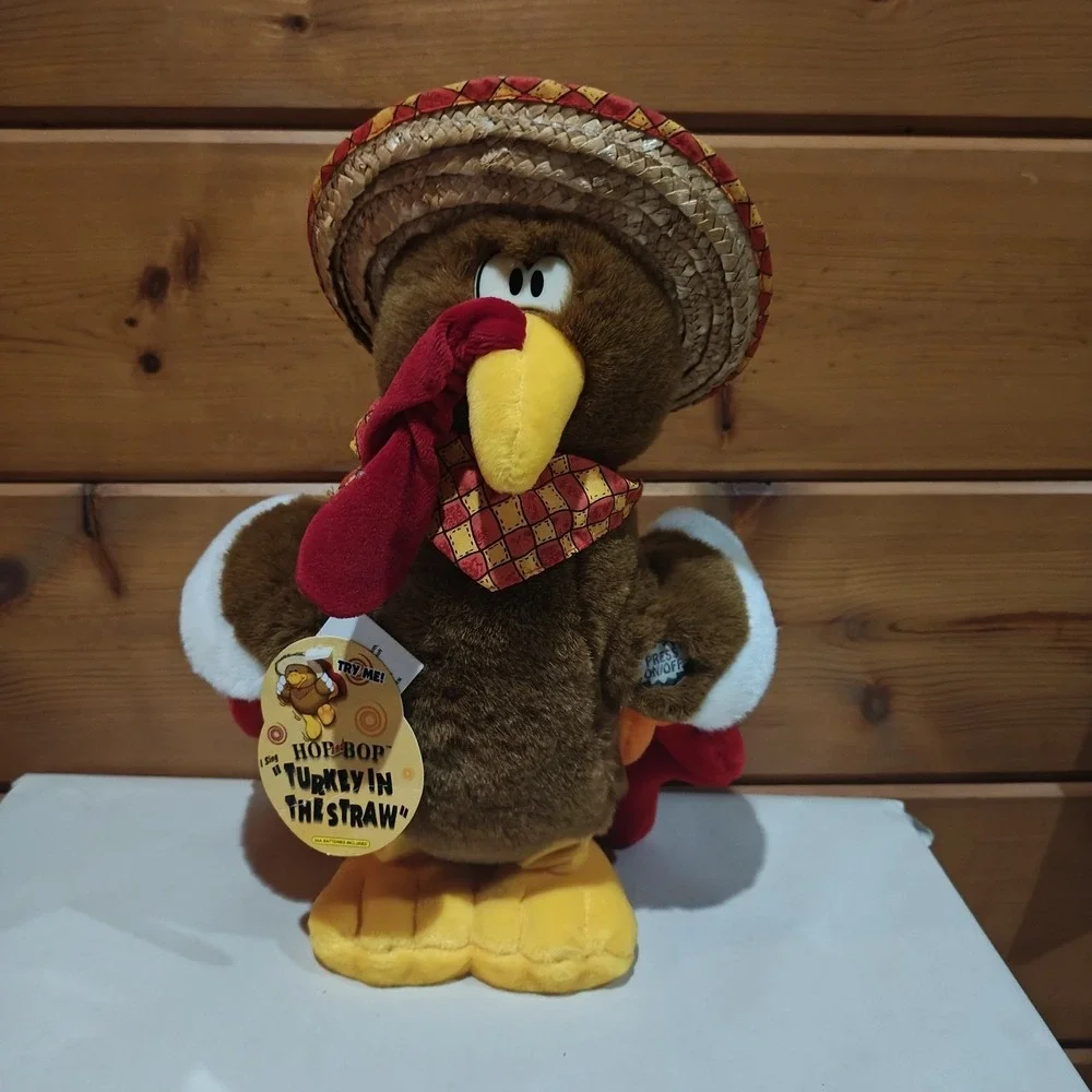 Turkey In The Straw Animatronic Hop And Bop Sings Gobbles Plush Thanksgiving E52