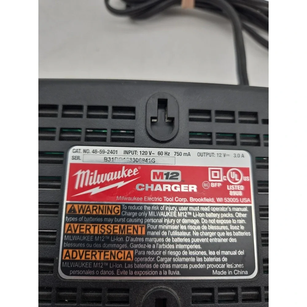 GENUINE Milwaukee M12 Battery Charger 48-59-2401 M12 Charger - TESTED WORKING