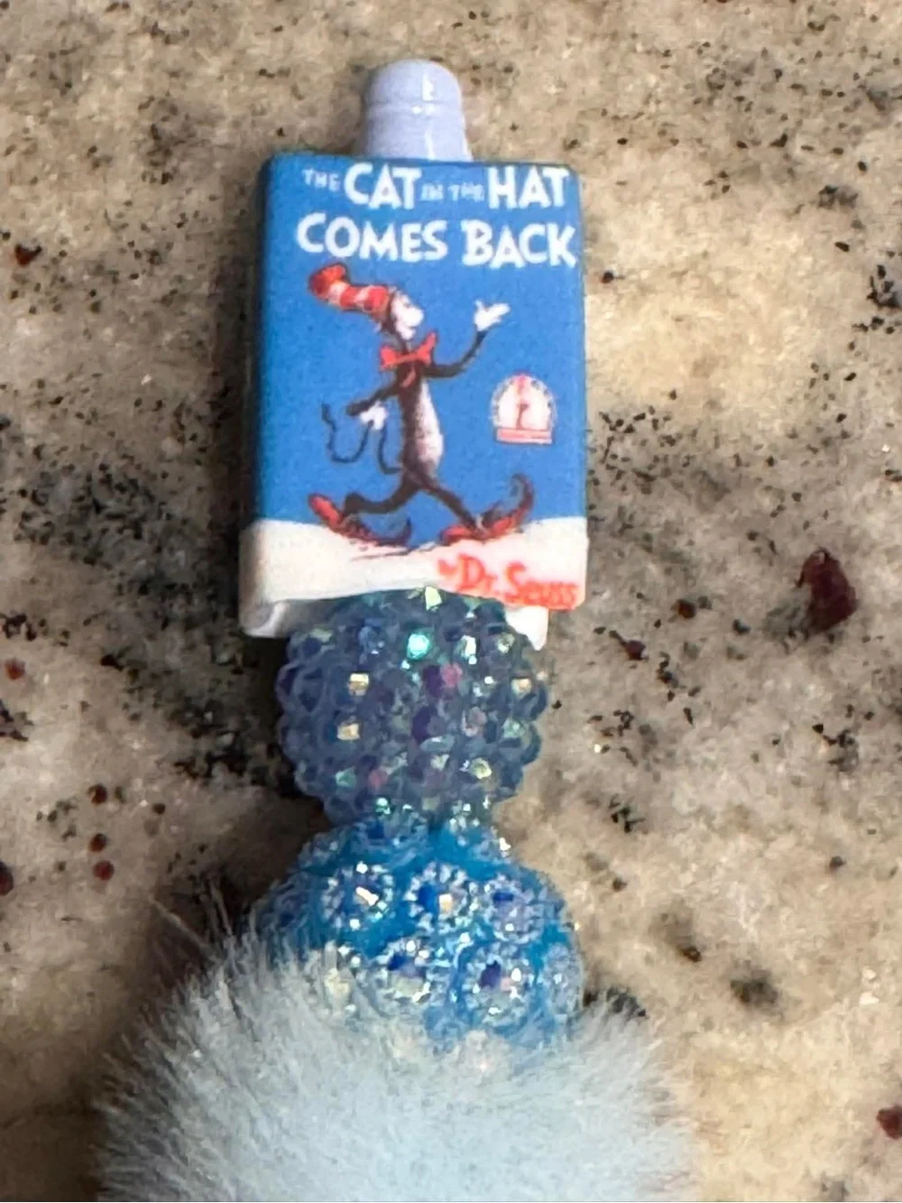 Dr. Seuss Light Blue Fluffy Pom Pom Pen with Sparkle Beads
