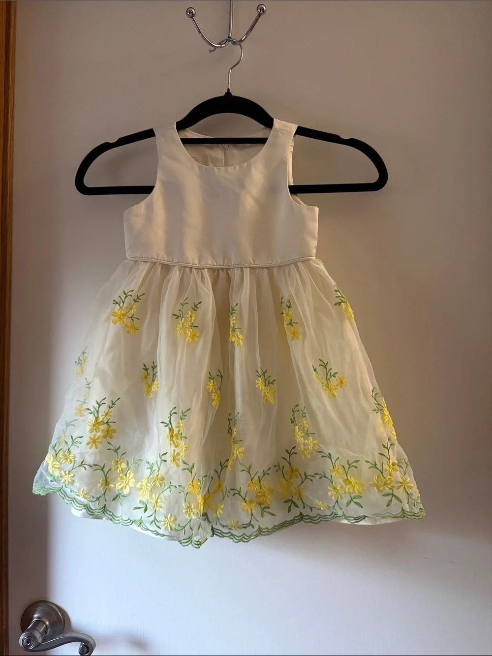 American Princess Cream Dress with Yellow Floral Embroidery
