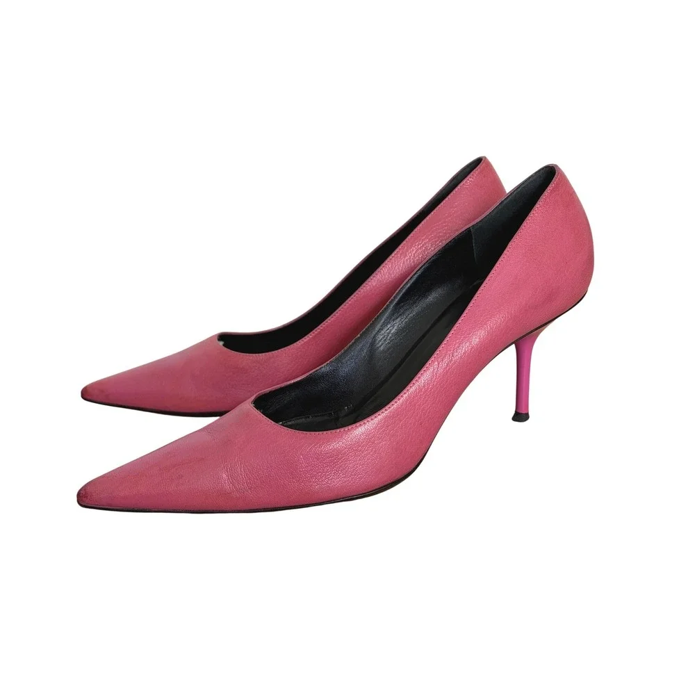 Gucci Womens Hot Pink Leather Pointed Toe Stiletto Pumps Heels Size 8.5B Italy