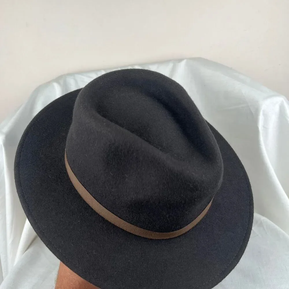 Brixton Messer Fedora Brown Hat With Brown Leather Size S