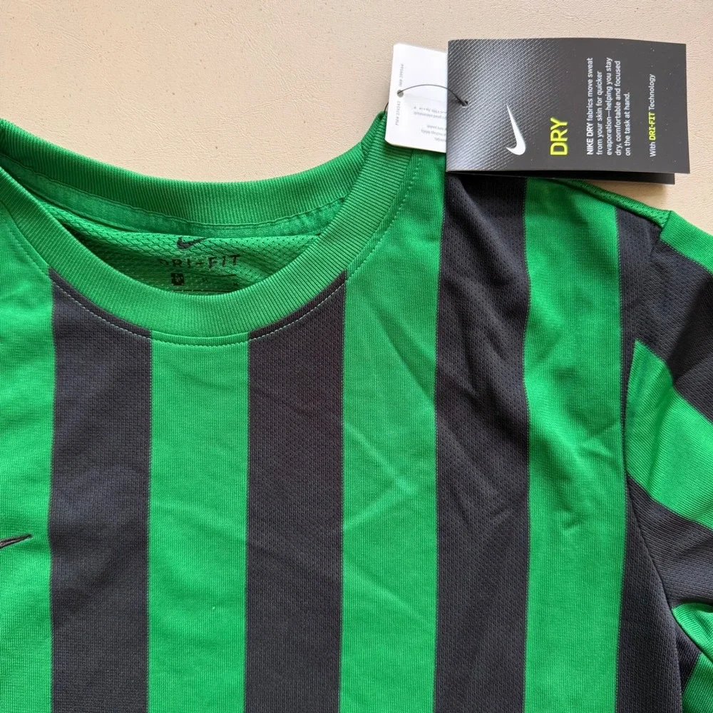 Nike Division IV‎ Soccer Jersey Green Black Womens Medium Short Sleeve Ref NWT