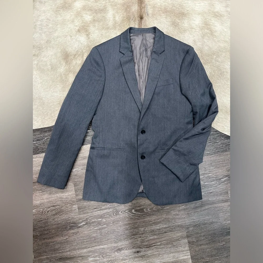 The Blk Tux 38R Tollegno 1900 Gray Suit Jacket Blazer 100% Merino Wool Italy