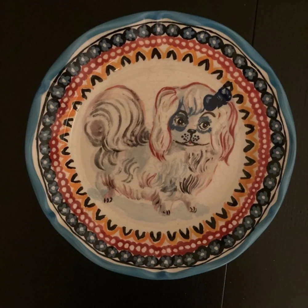 Anthropologie Nathalie Lete French Dog Dinner Plate