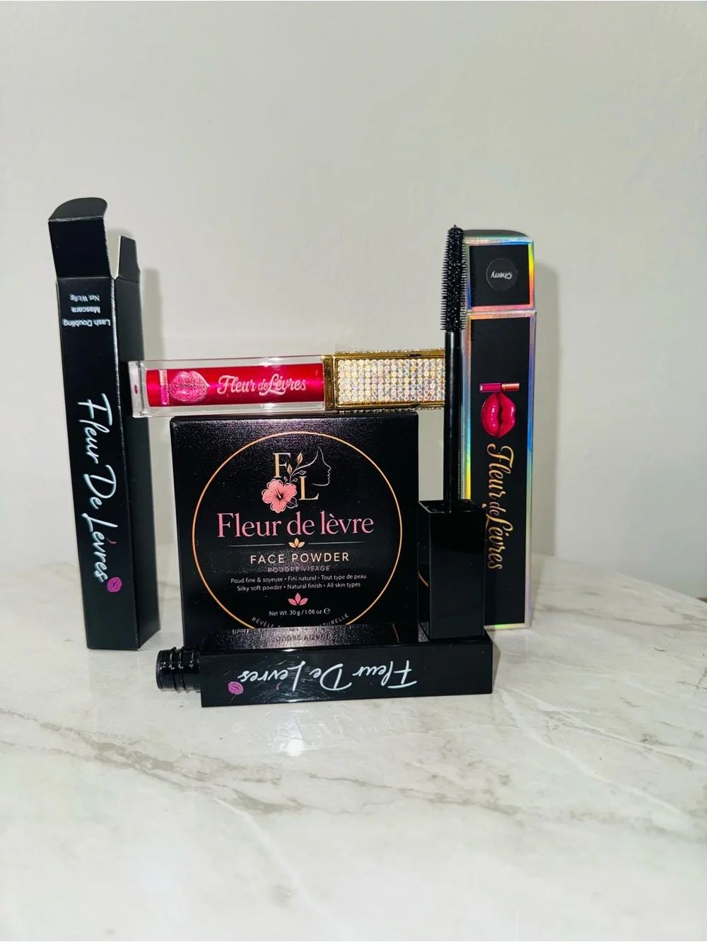 New Balance Fleur de Lèvre Pink Lip Gloss & Black Mascara Set