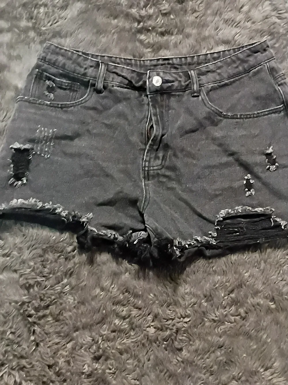 Women's Distressed Black Denim Shorts