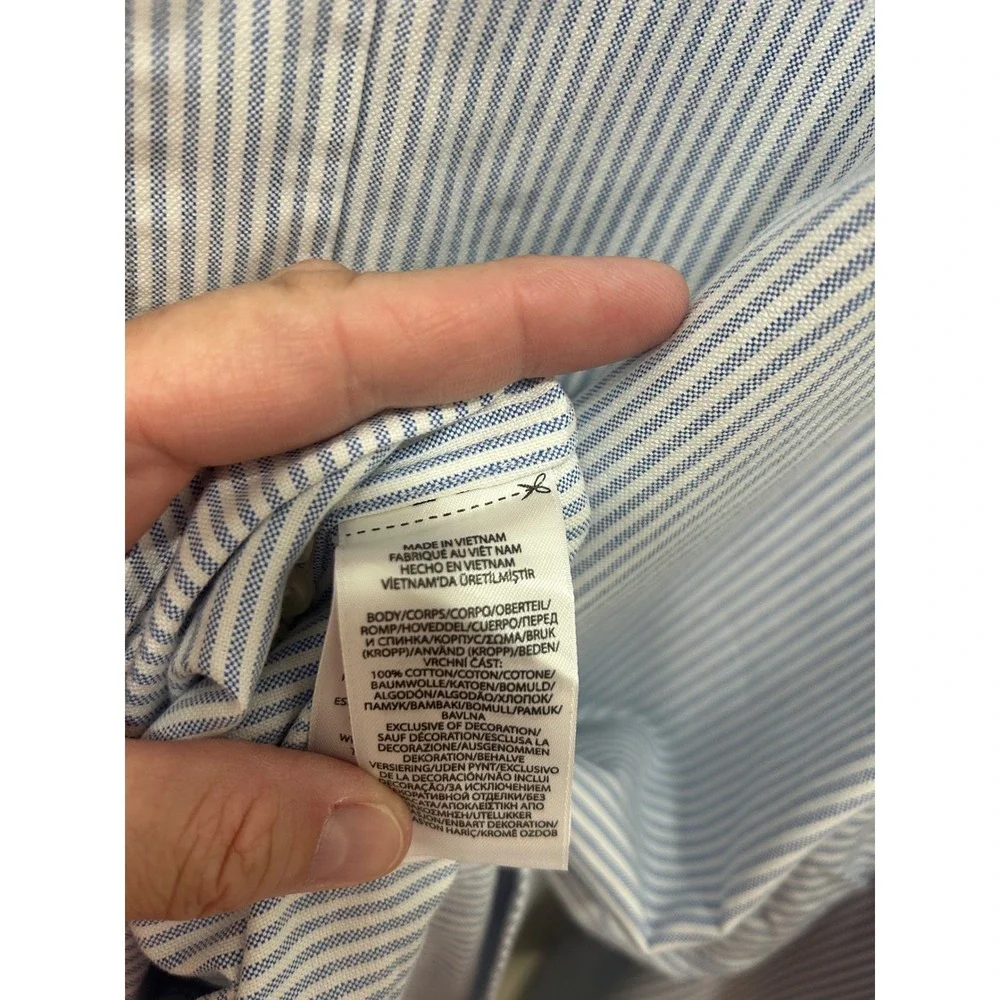 Polo Ralph Lauren Button Down Shirt Mens 4XB Blue Striped Oxford Flesh Pony $138