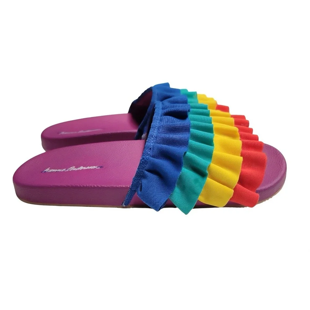 HANNA ANDERSSON Sandals Purple Rainbow Slides Shoes Youth Size 5