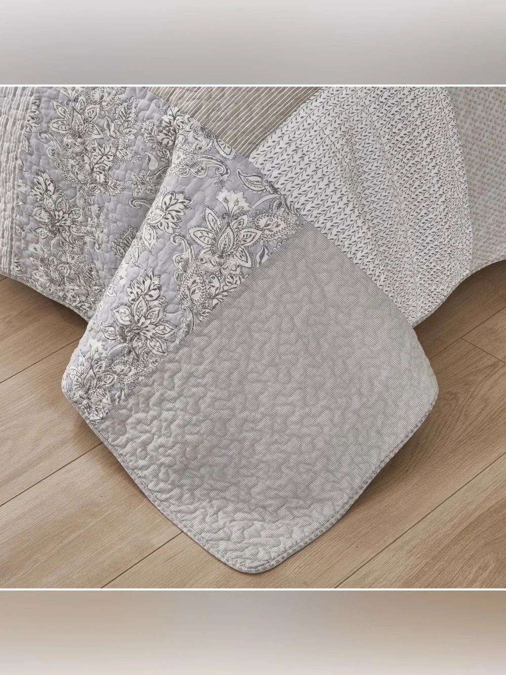 Neutral Patchwork Quilted Comforter Set - Home Bedding