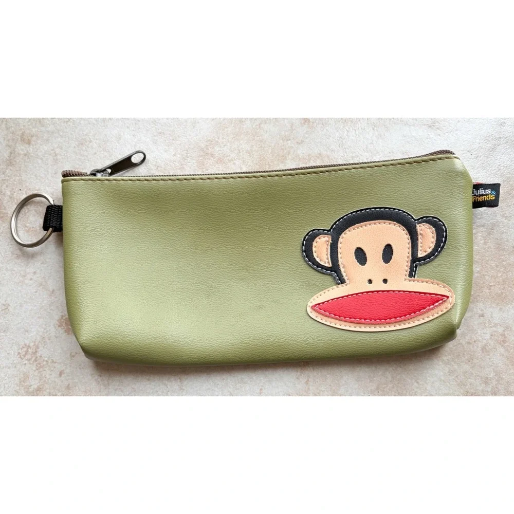 RARE Vintage Original Paul Frank Green Zipper Pouch Made in USA Y2K
