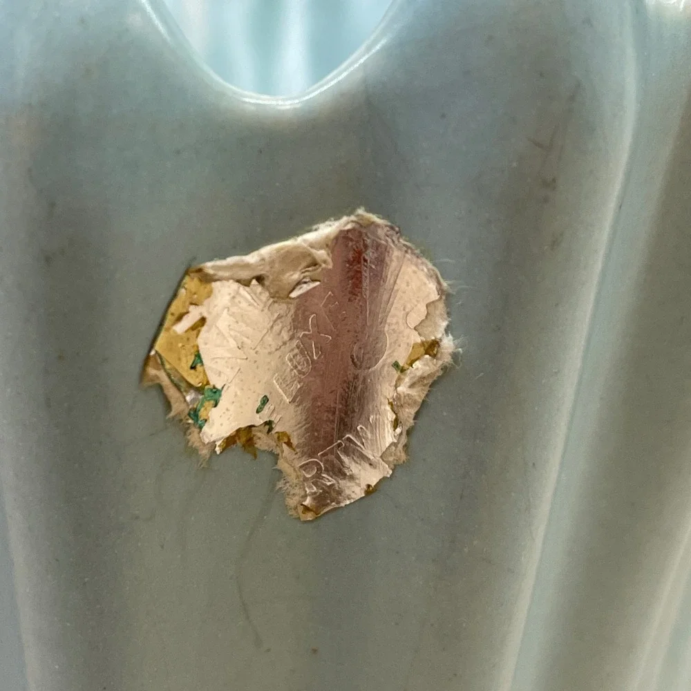 Vintage Mid Century Modern Light Blue‎ Splash Handkerchief Fluted Ceramic Vase