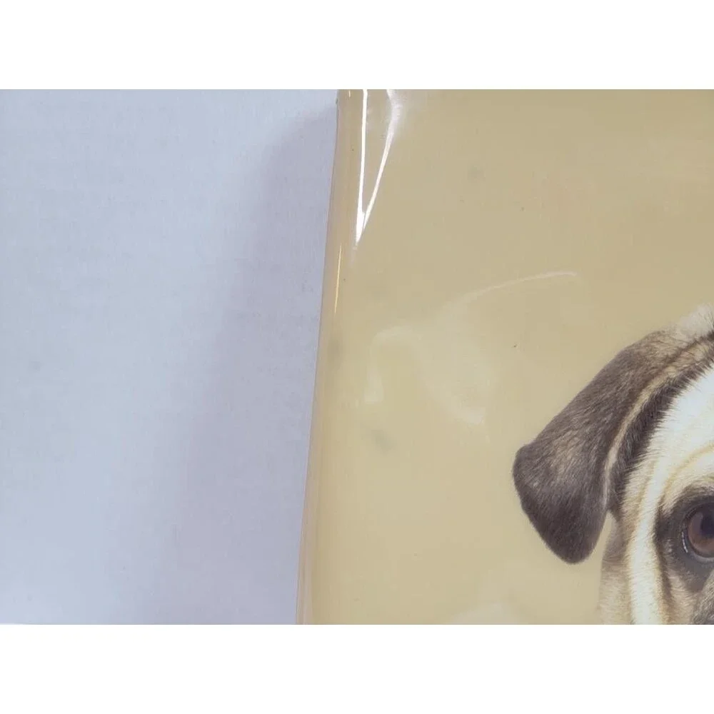 Catseye London Pug Dog Makeup Bag Beige Glossy Zipper Pouch Cosmetic Case