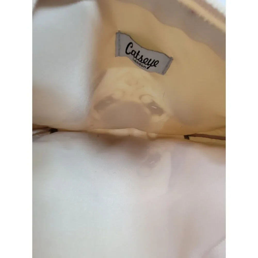 Catseye London Pug Dog Makeup Bag Beige Glossy Zipper Pouch Cosmetic Case