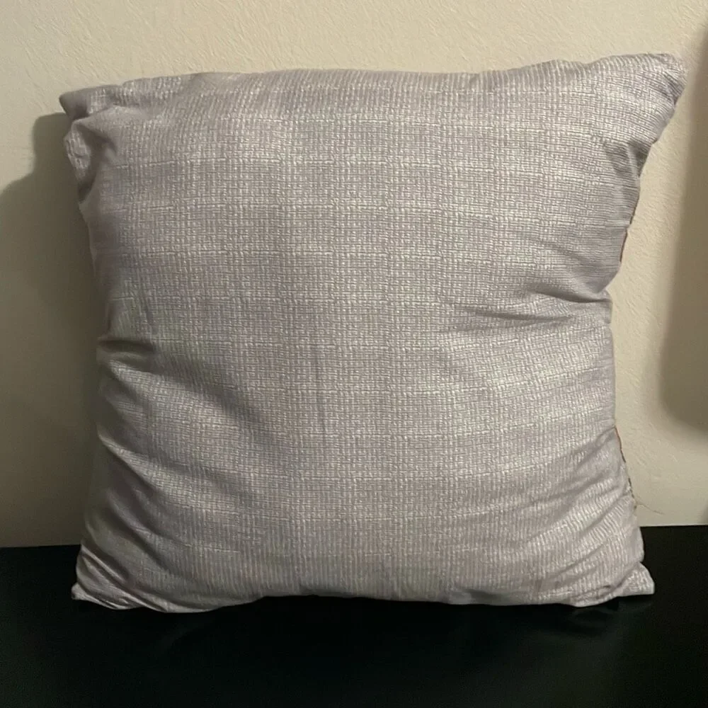 Grey gold silver paisley home decor square shimmery pillow 15” x 15”