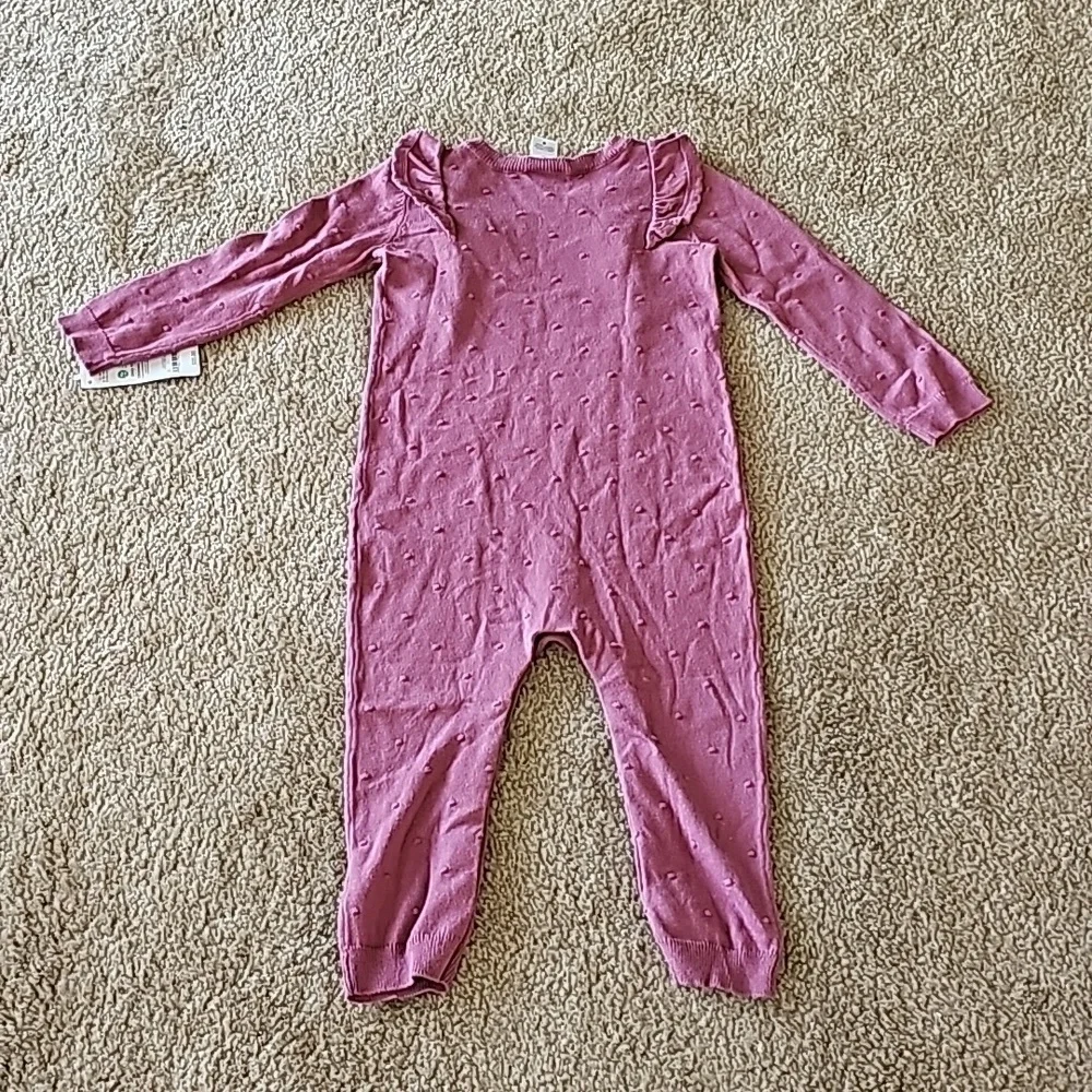 Carters Mauve Long Sleeve Ruffle Romper 24 Months