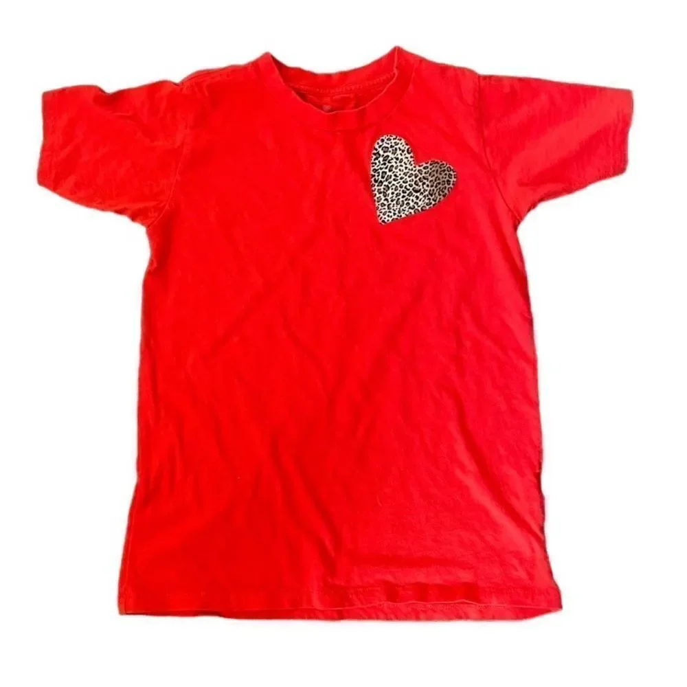 J. Crew Leopard Heart Tee Red XXS 100% Cotton
