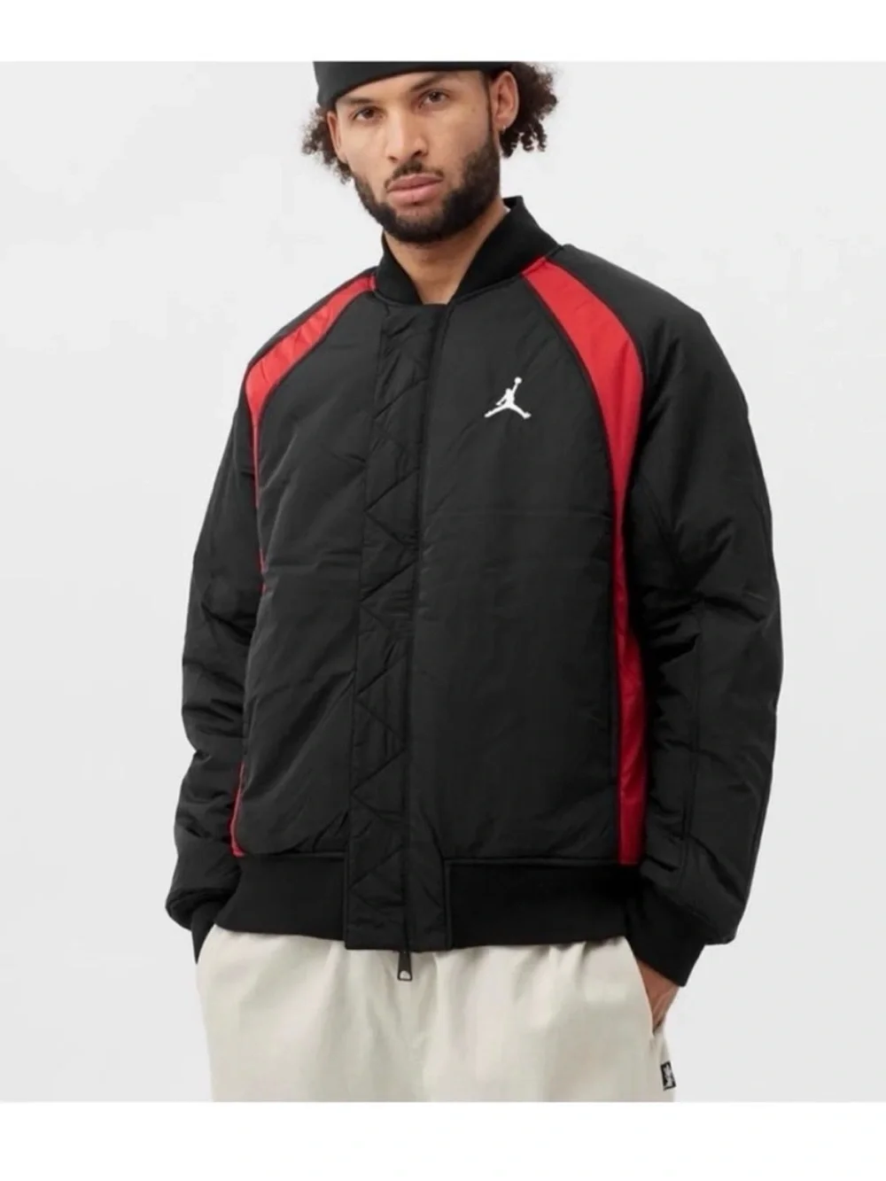Jordan Black and Red Padded Bomber Jacket