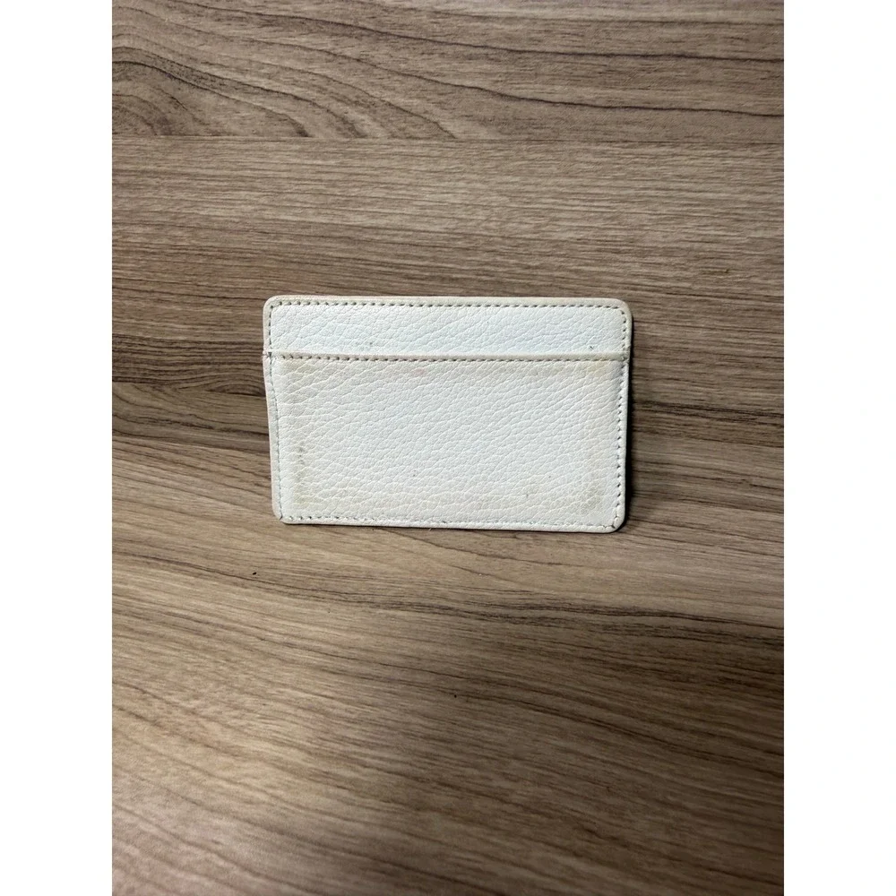 Dooney & Bourke White Pebbled Leather Slim Card Holder Wallet‎ Brown Duck Logo