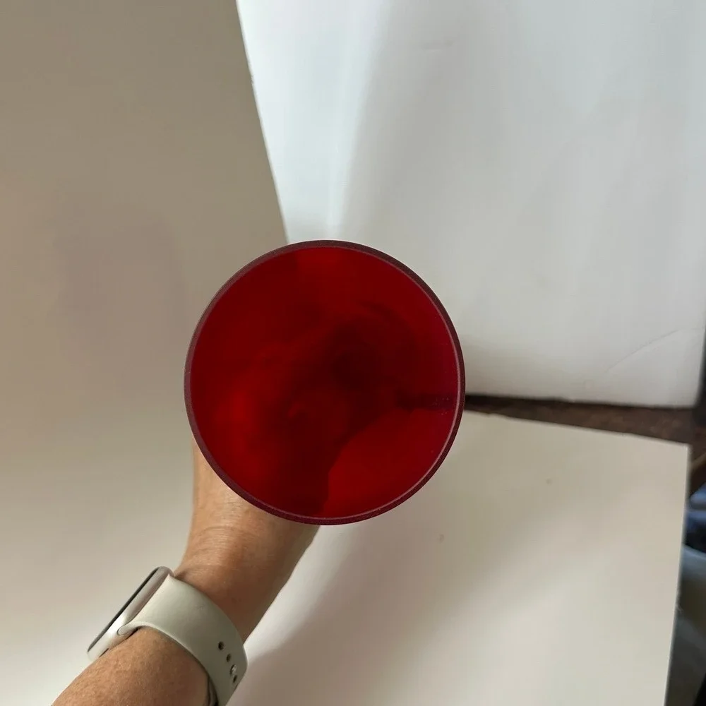 Mid‎ Century Scandinavian Red Glass Vase tall elegant