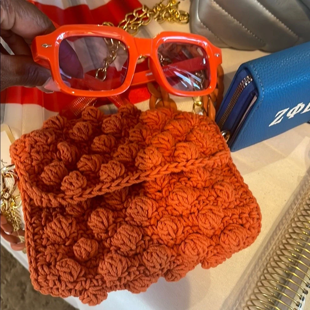 Stylish Orange Sunglasses with‎ Gold Chain