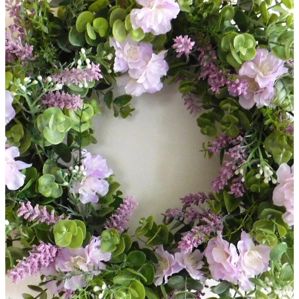 Lavender‎ Front Door Wreath, Eucalpytus, Purple Blossoms, Mothers Day Gift