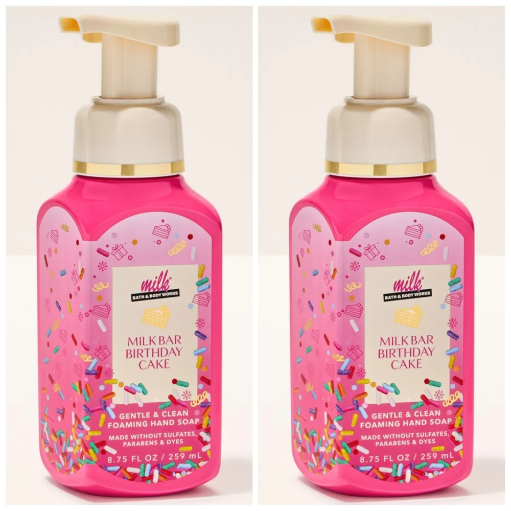 Bath Body Works Milk Bar Birthday Cake Gentle Foaming Hand Soap Set of 2 NEW