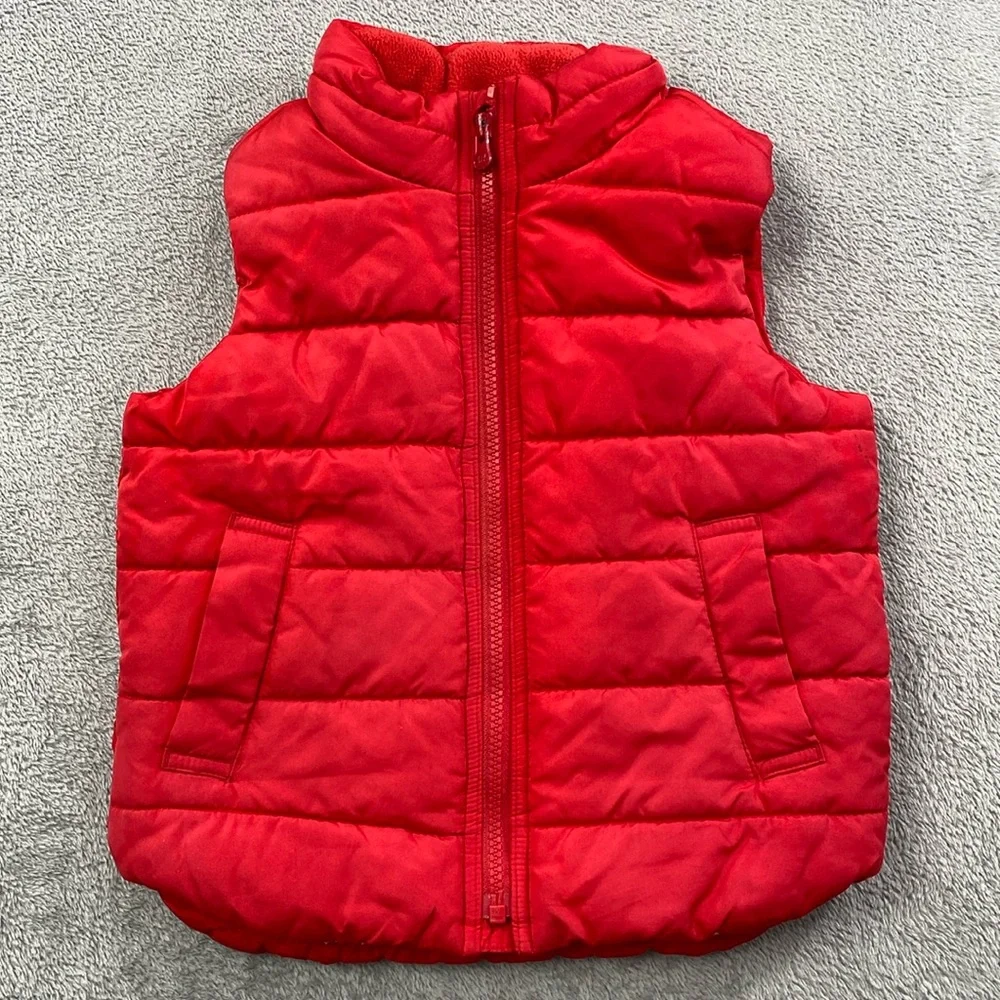 Gap‎ 4 Toddler Kids Red Puffer Sherpa Lined Full Zip Vest