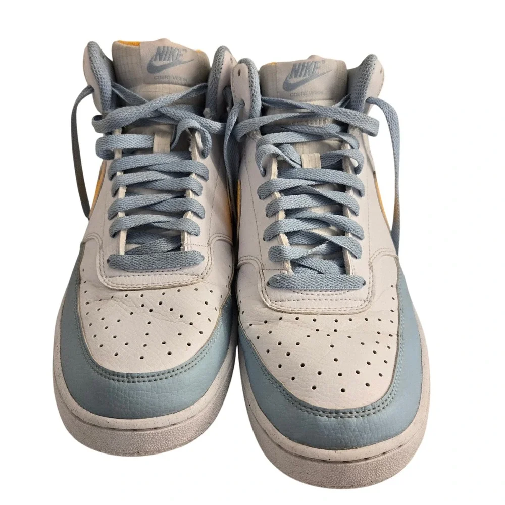 Nike Court Vision High Top Sneakers White Yellow Blue Size 10 Mens‎ Shoes