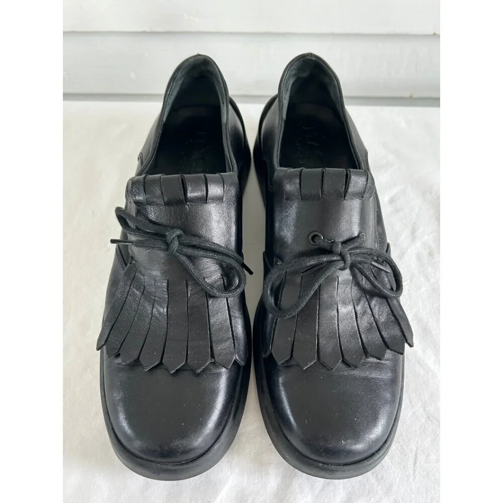 Bruno Magli Sport Mens Black Fringe Leather Lace-Up Oxford Shoes Size‎ 37.5