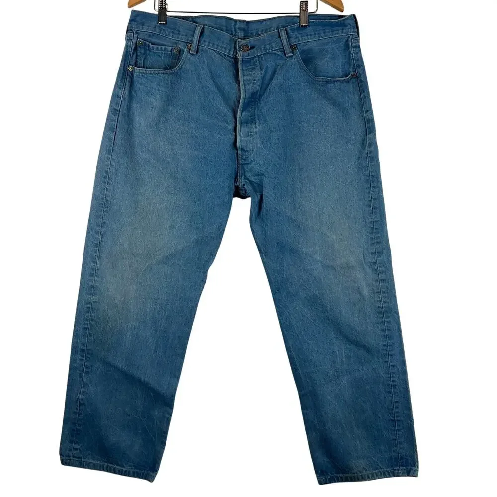 Levis 501 XX Jeans Mens 42x30 Blue Straight Button Fly Medium Wash (38x27) Denim