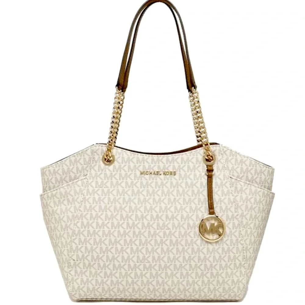 MICHAEL KORS LG CHAIN SHOULDER TOTE VANILLA