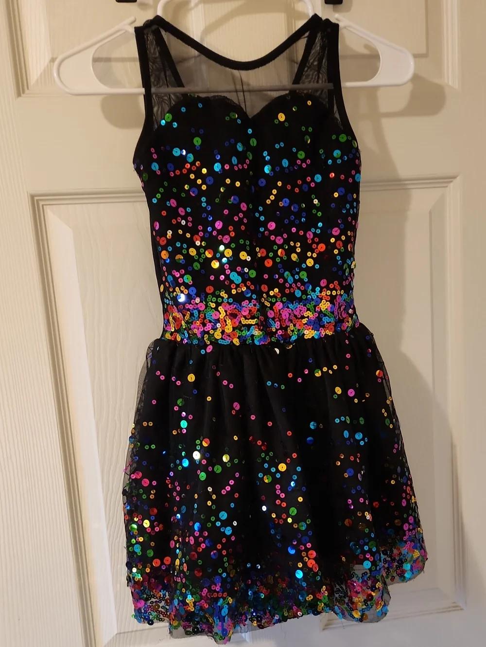 Black Sequin Dance Performance Competition One Piece
