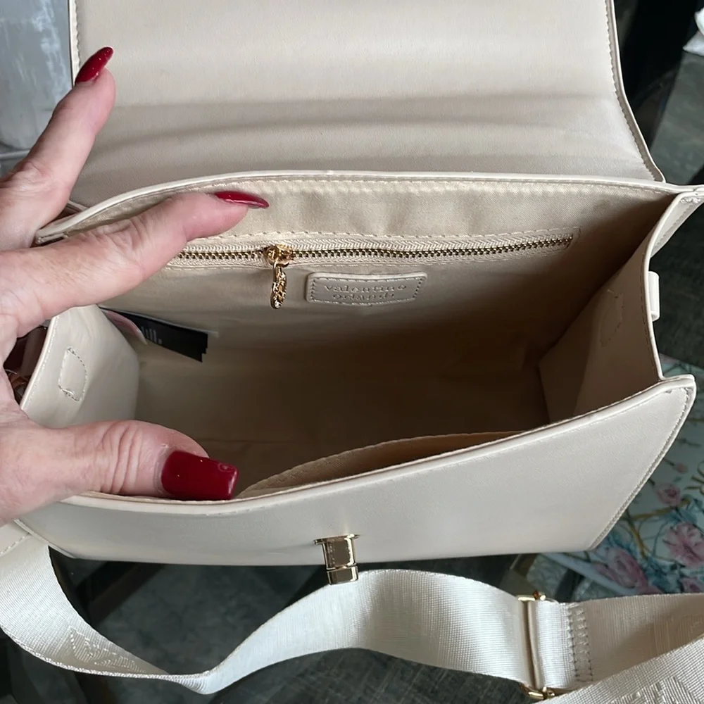 Valentino Orlandi Cream Satchel with Gold Hardware