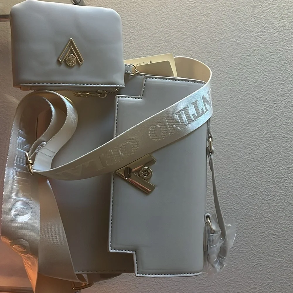 Valentino Orlandi Cream Satchel with Gold Hardware