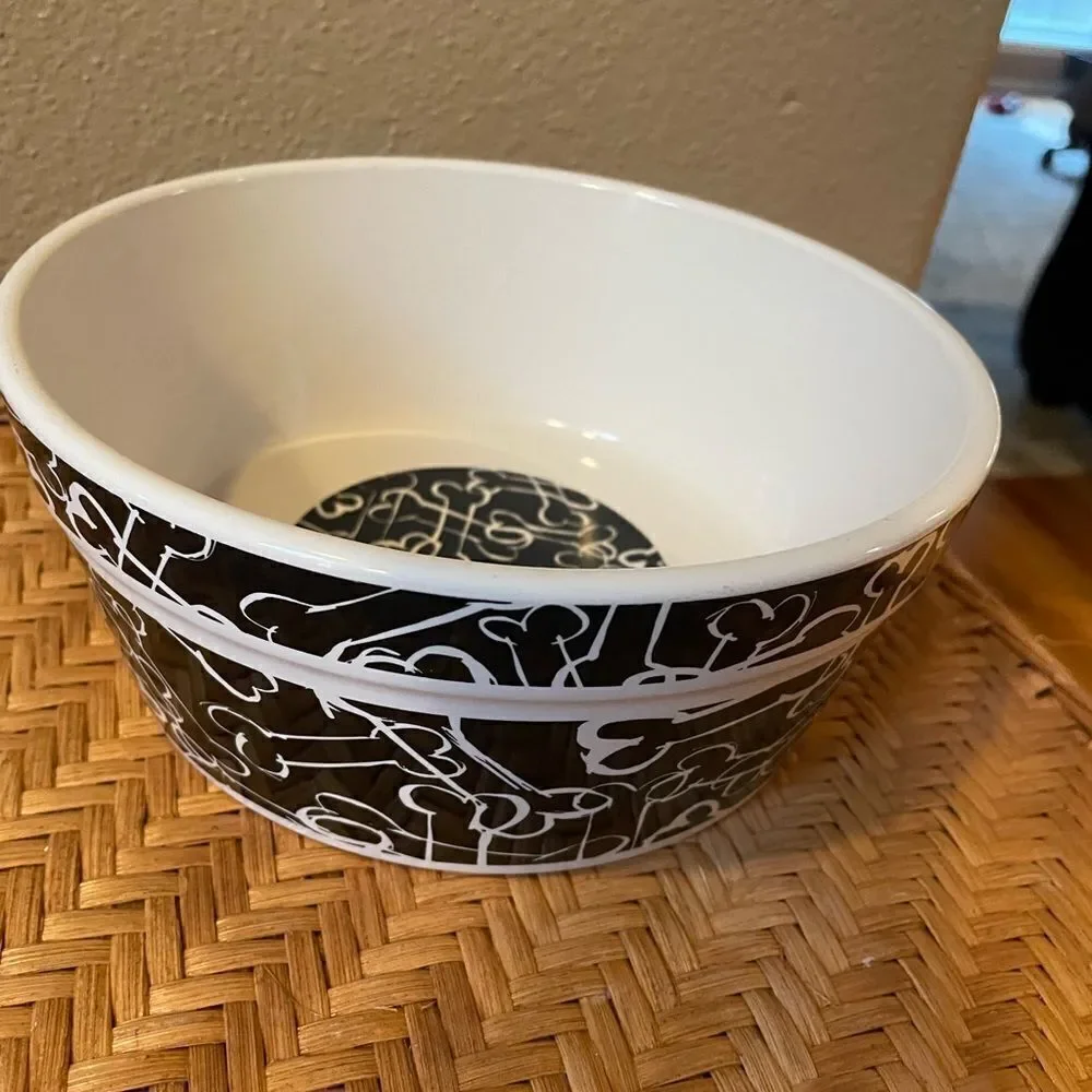 Bones Black and White Ceramic Big Dog Bowl