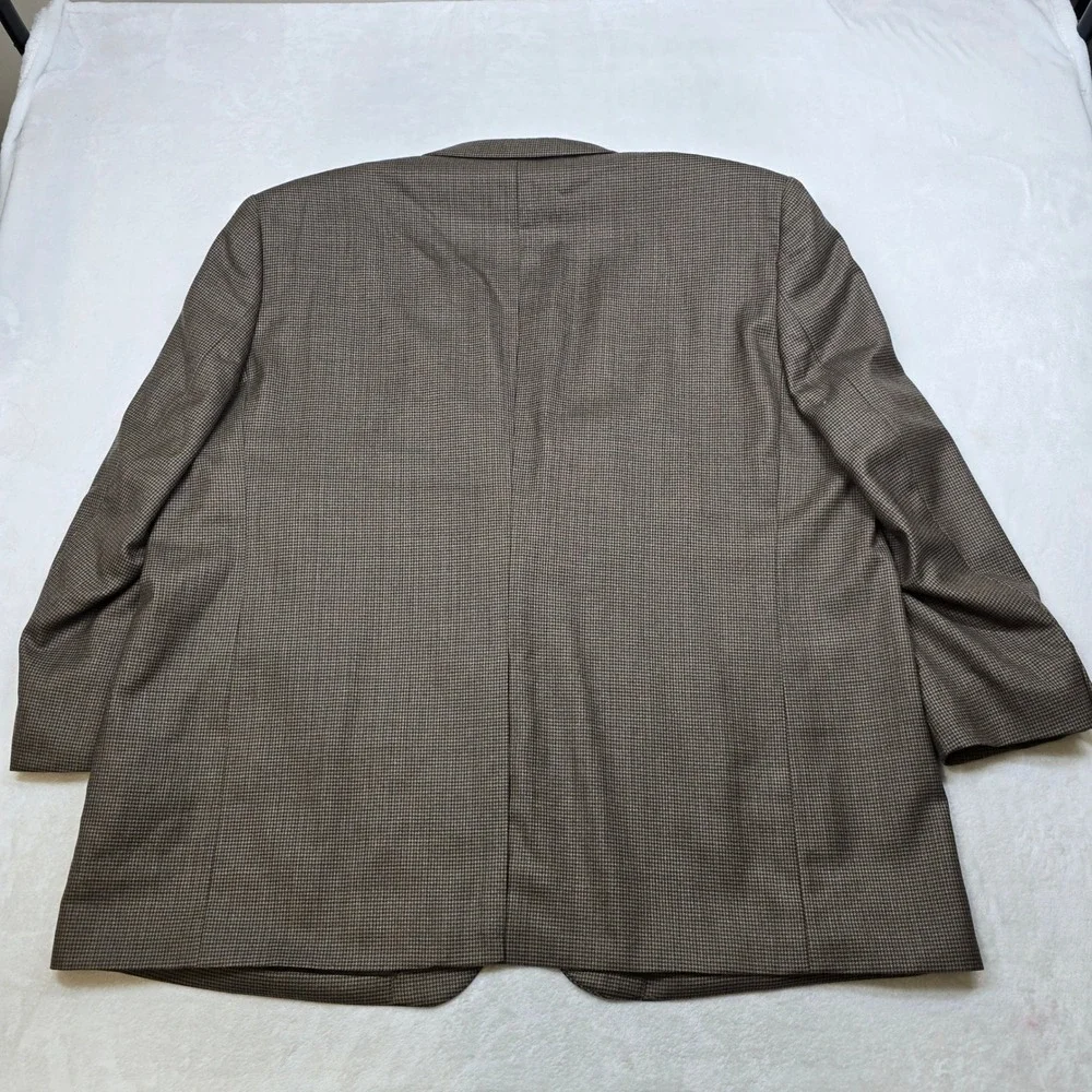 Joseph Feiss Gold Sport Coat Mens 52R 52S Brown Houndstooth Wool Blazer‎