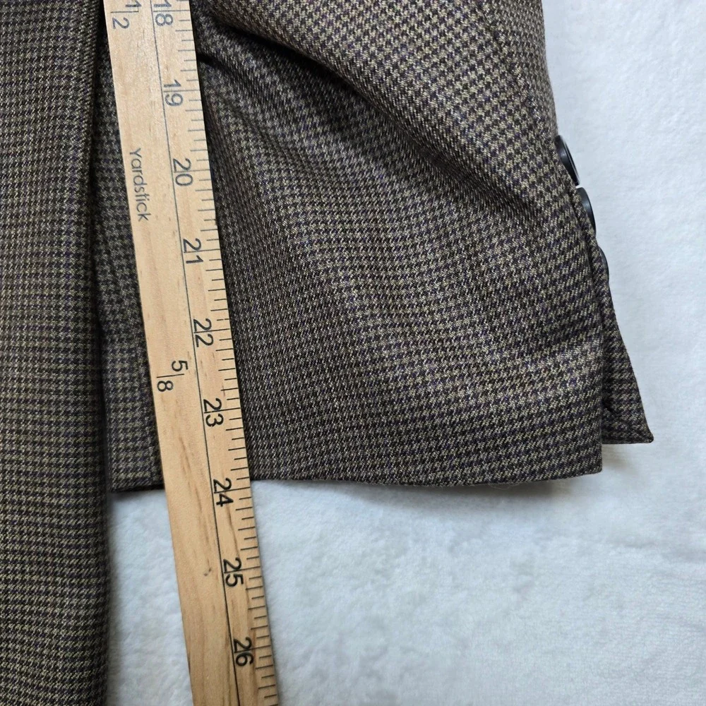 Joseph Feiss Gold Sport Coat Mens 52R 52S Brown Houndstooth Wool Blazer‎