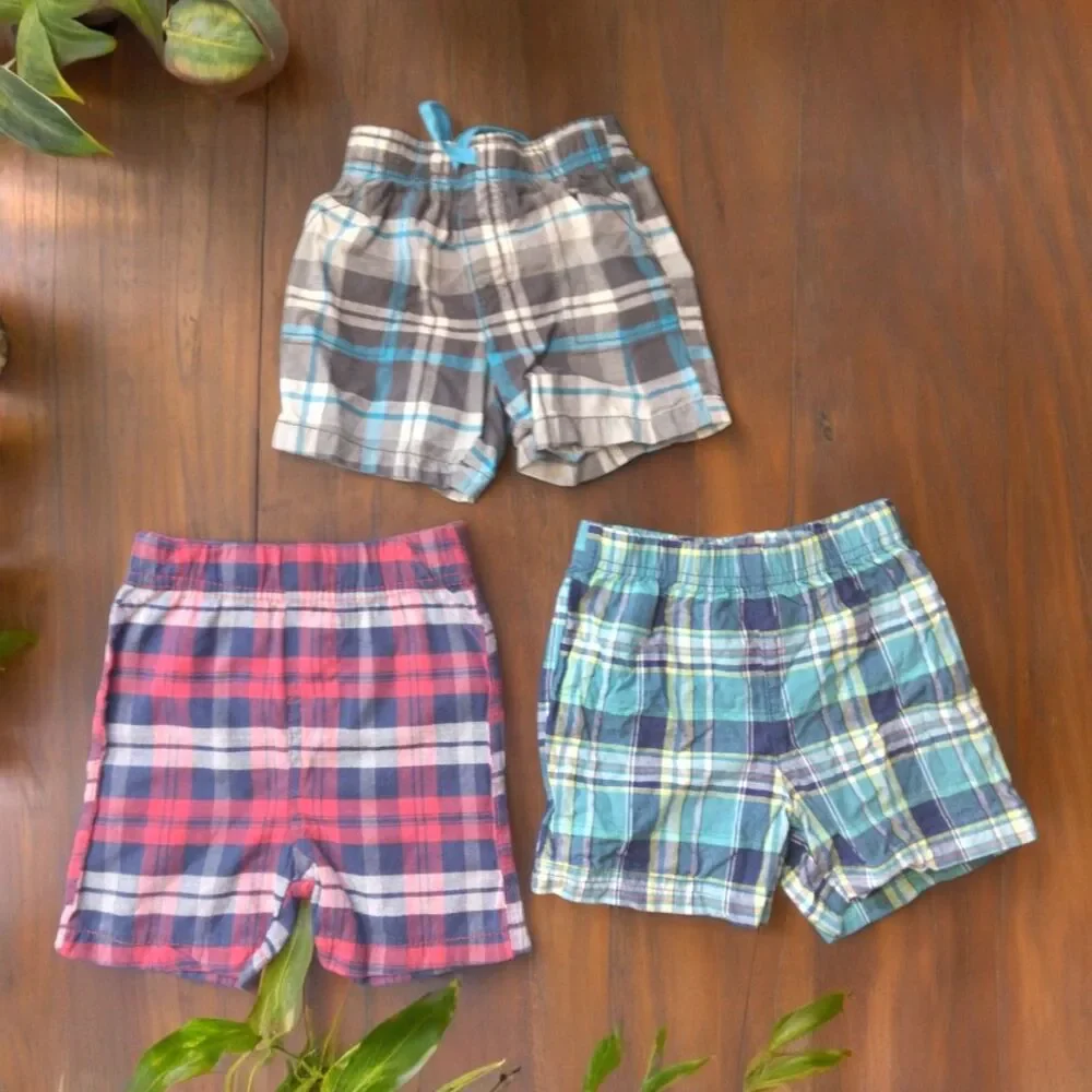 Carter's and Swiggles 12 months plaid shorts bundle lot of 3
