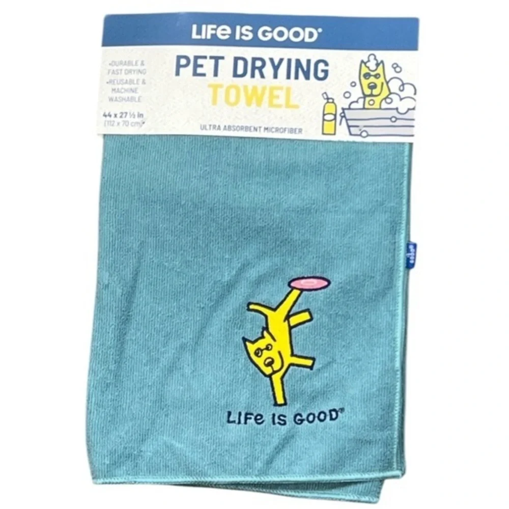 Life is good - 2/$28 - ‘Frisbee - turquoise’ pet drying towel. NWT.