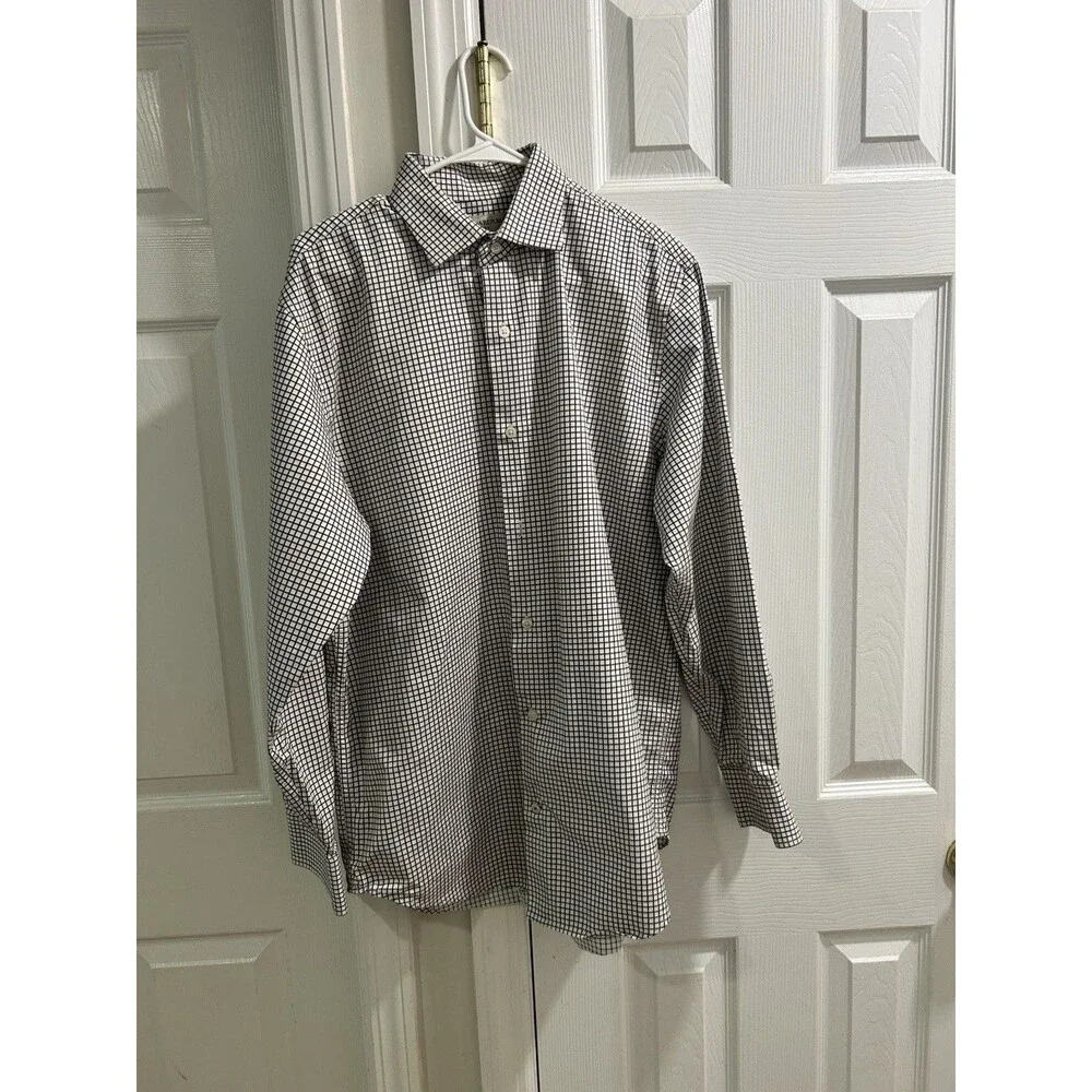 Banana Republic Men’s Large 16-16.5 Cream And Black Check Dress Shirt