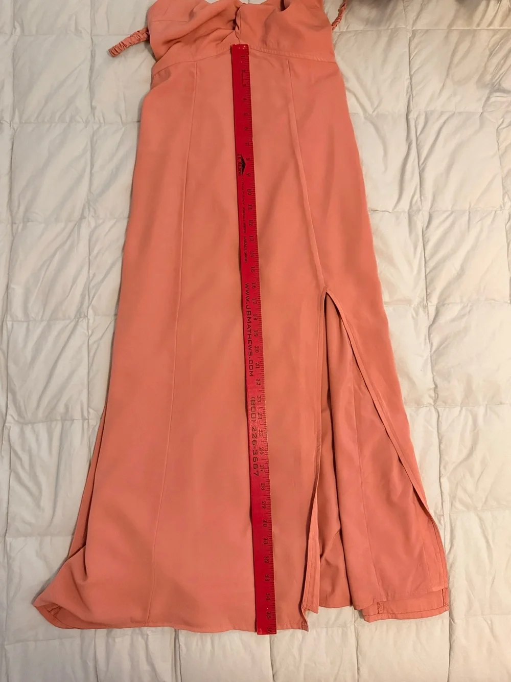 Abercrombie & Fitch Twist-Front Smocked Midi Dress Coral Thigh Slit- Size XS