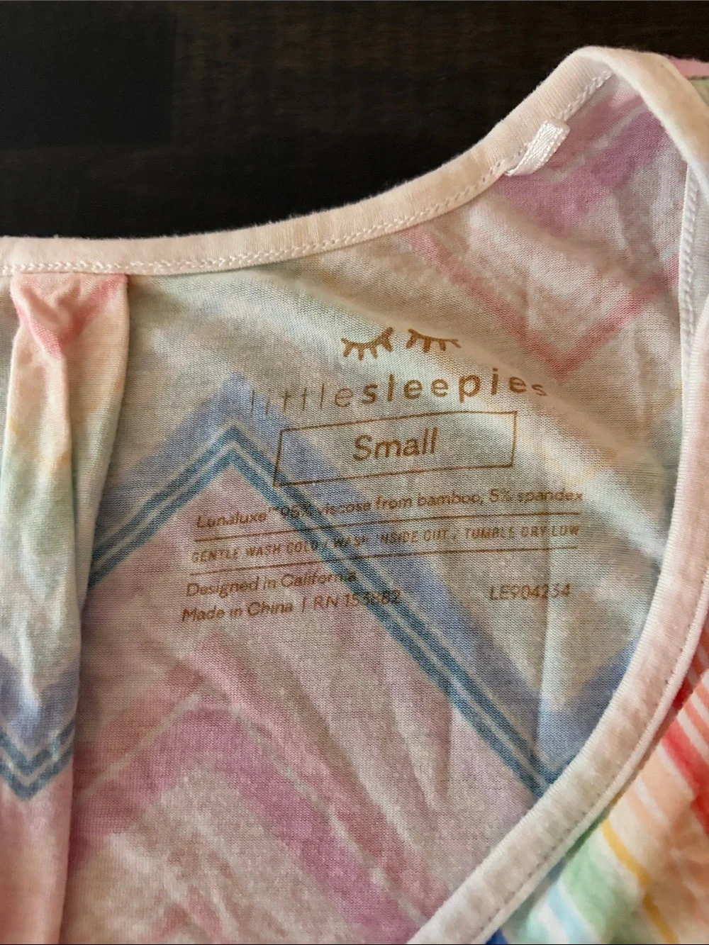 Little Sleepies Luna Multi Color Chevron Print Snap Nightgown Size Small