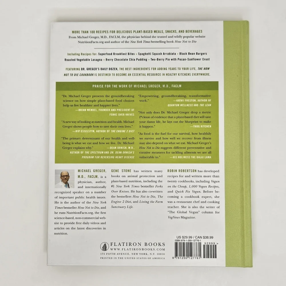 The How Not To Die cookbook hardcover Michael Greger, MD FACLM 2017
