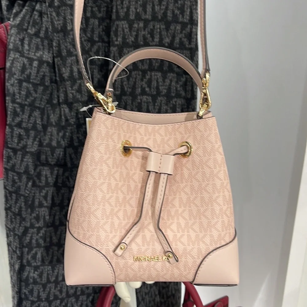 MICHAEL KORS 35F2GM9M1B MERCER SMALL BUCKET DRAWSTRING CROSSBODY Dk Powder Blush